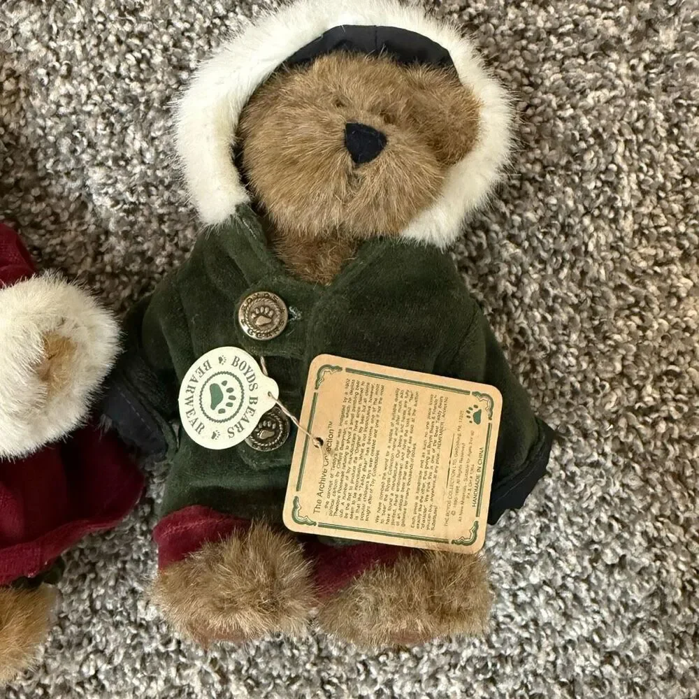 Vintage Boyd’s Bears Bailey Winter Velvet Coat Lot 3 Plaid Holiday Plush